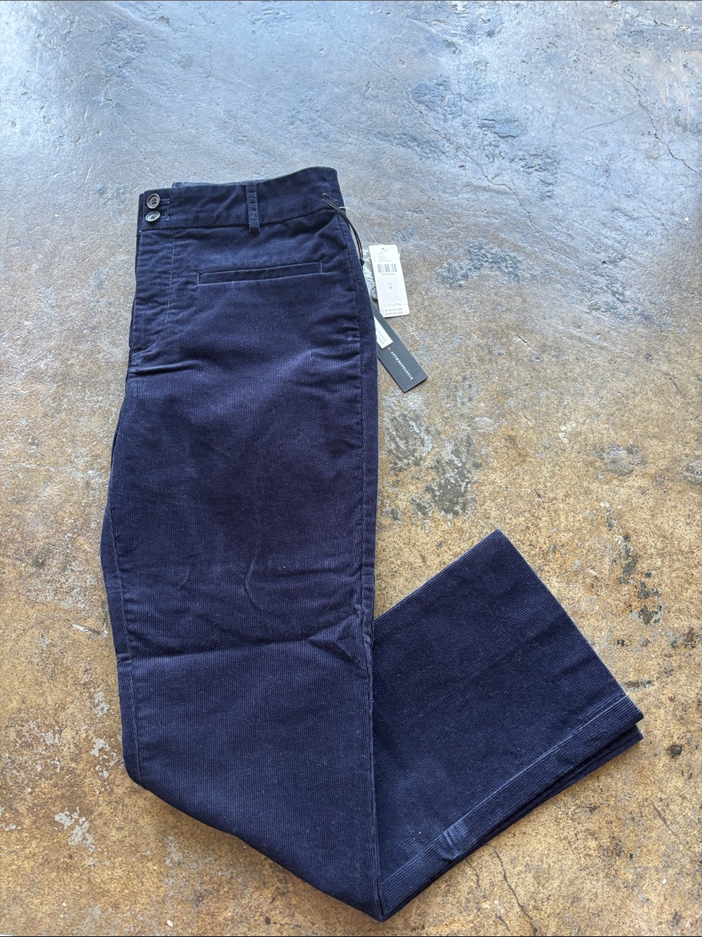 Anthropologie Dark Navy Straight-Leg Corduroy Pants